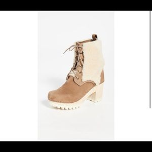 NEW No.6 Audubon Shearling Lace Up Clog Boots